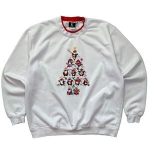 Penguin Christmas Tree Embroidered Sweatshirt XL King Universal Holiday Crewneck